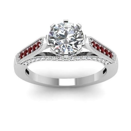 Classic shape pomegranate red round Artificial zircon Girl Wedding Ring Image 1