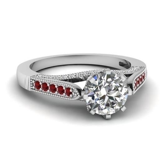 Classic shape pomegranate red round Artificial zircon Girl Wedding Ring Image 2