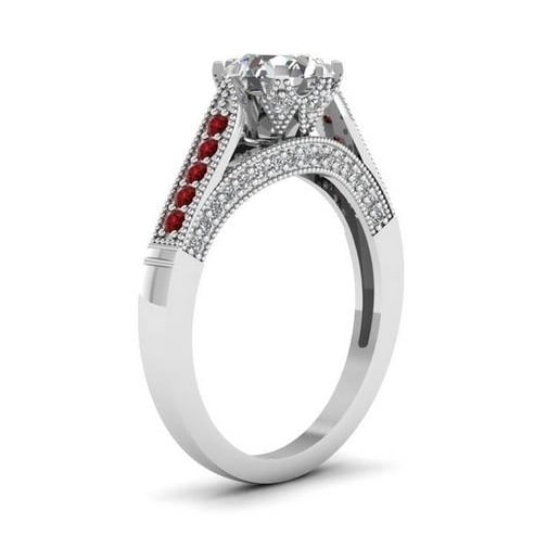 Classic shape pomegranate red round Artificial zircon Girl Wedding Ring Image 3