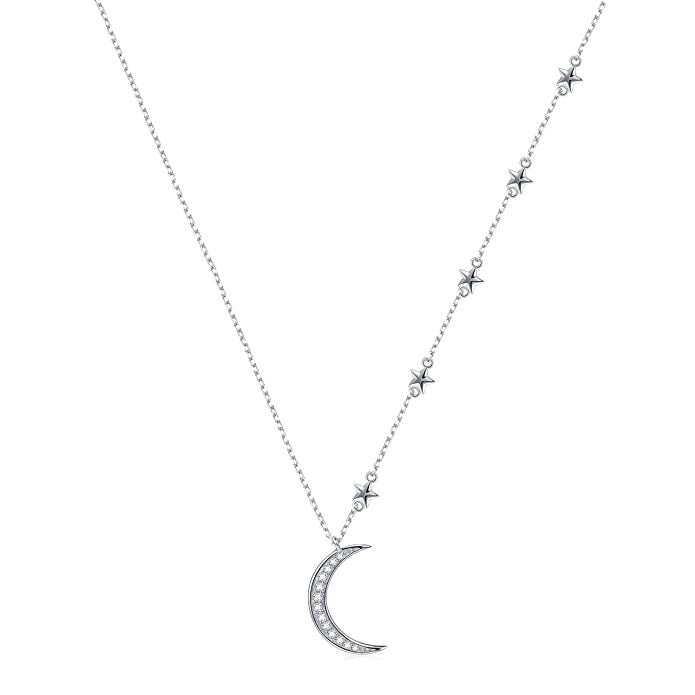 Crescent Moon Crystal Station Necklace Made With Swarovski Elements Image 2