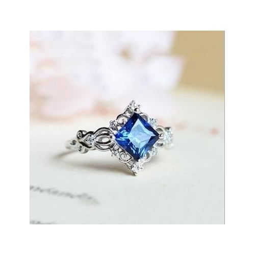 Noble and exquisite womens Ring Princess pattern sapphire ring Image 1