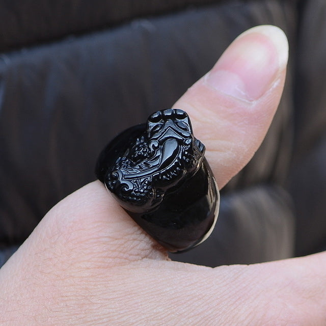 natural Obsidian ring Image 1