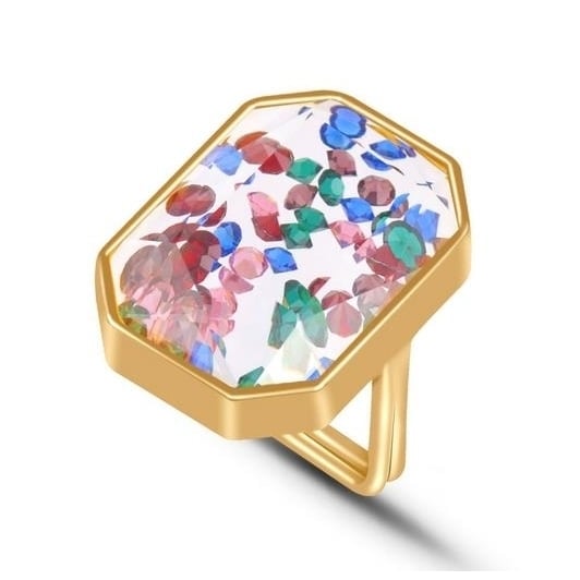 beautiful square ring Creative Color Ring womens geometric ring Image 1