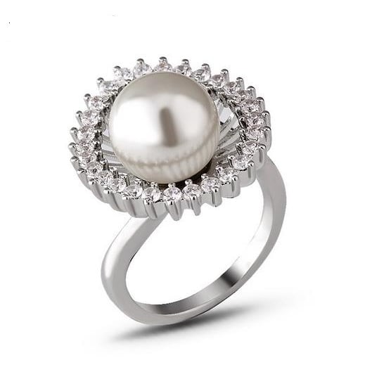 beautiful square ring creative pearl ring womens ring Image 1