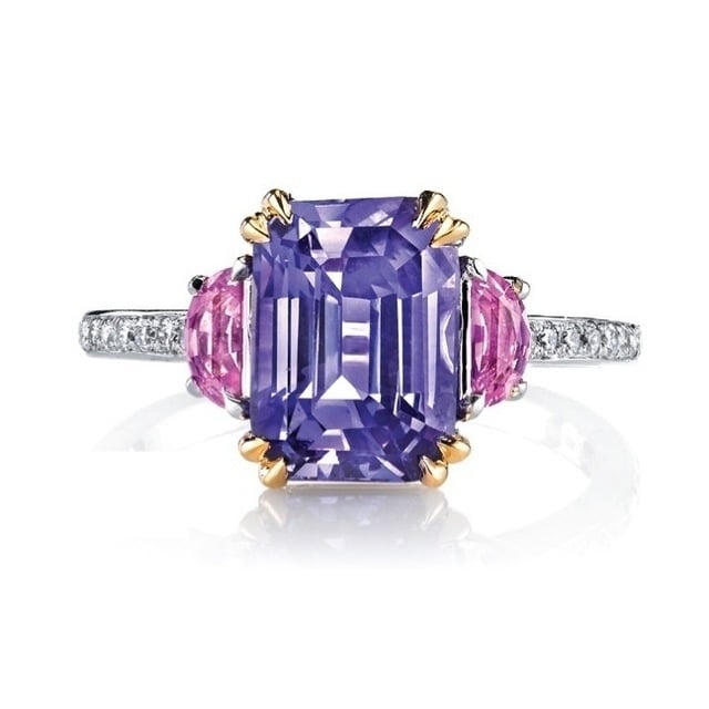 Purple Princess square ring female half moon red corundum engagement ring Image 1