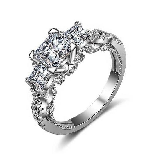 Main stone three square Popular style ring Image 1