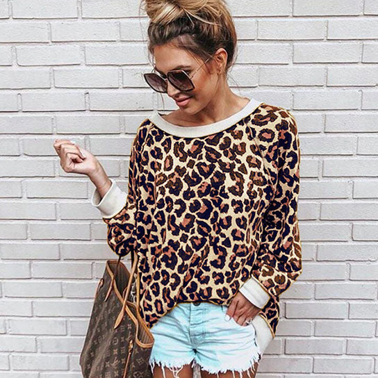 Various Leopard Print Round Neck Top Shirt Image 1