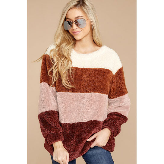 Contrast Color Soft Fleece Pullover Image 2
