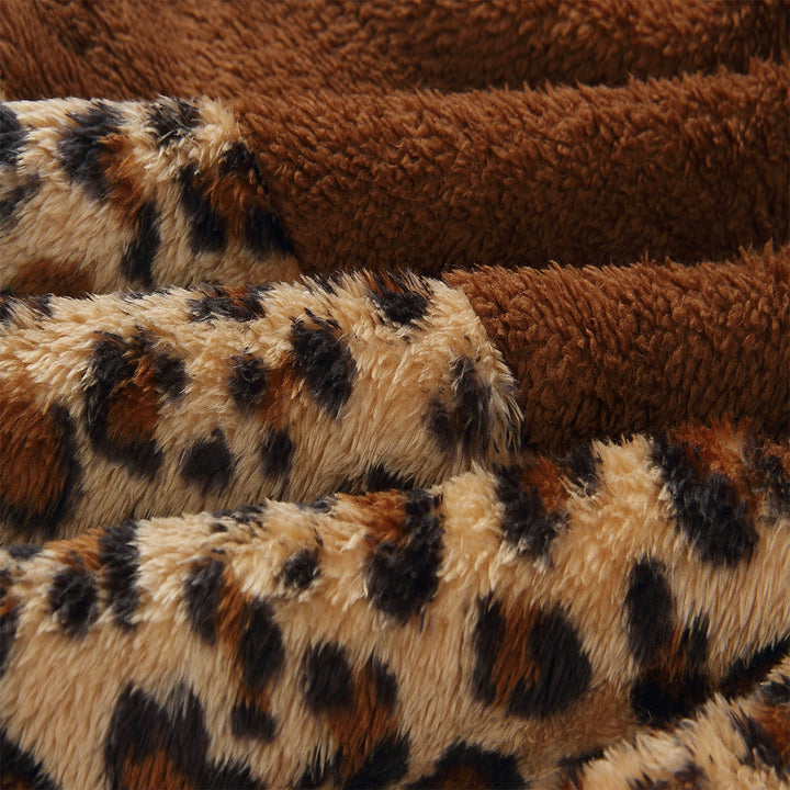 Leopard Style Cowl Zip Neck Coat Image 6