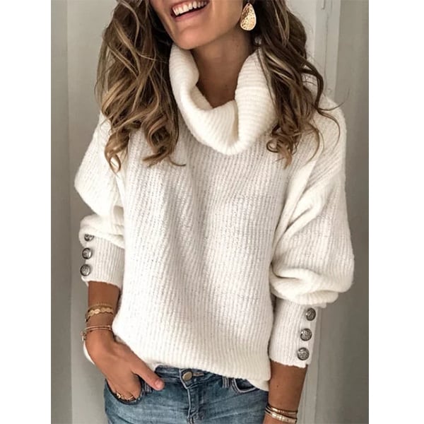 Plus Size Long Sleeve Plain Casual Sweater Image 1