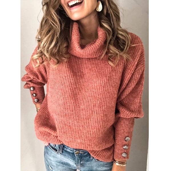 Plus Size Long Sleeve Plain Casual Sweater Image 2