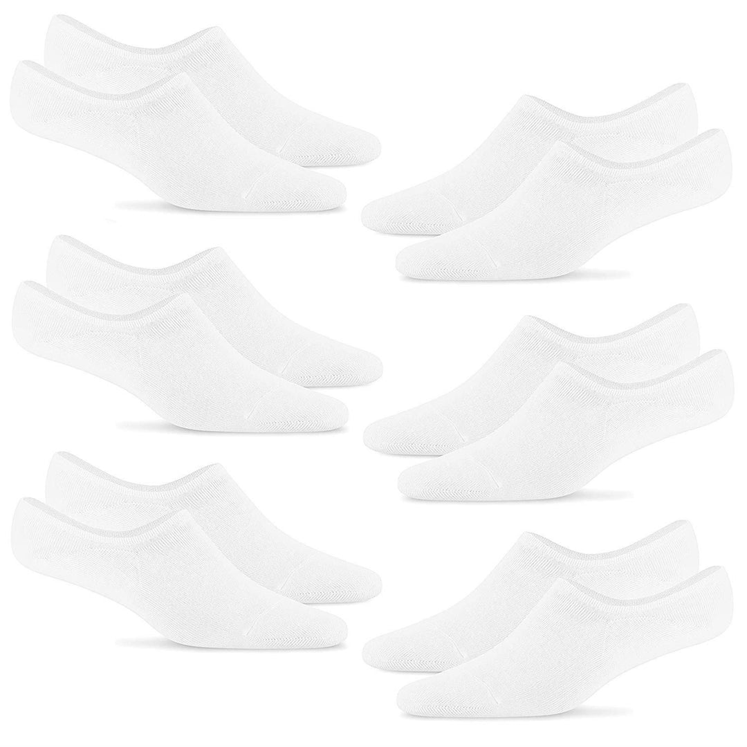 Stevens Socks Low Cut Invisible Mens 7-12 Women 8.5-13.5 Unisex Anti-Slip Low-Cut No Show White 6PK Solid Image 1