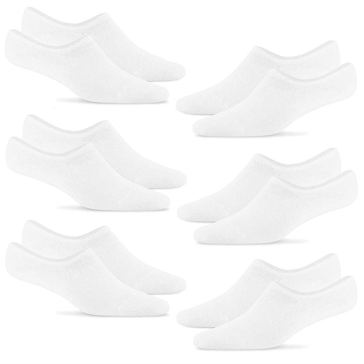 Stevens Socks Low Cut Invisible Mens 7-12 Women 8.5-13.5 Unisex Anti-Slip Low-Cut No Show White 6PK Solid Image 1