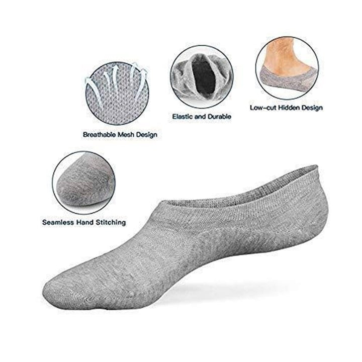 Stevens Socks Low Cut Invisible Mens 7-12 Women 8.5-13.5 Unisex Anti-Slip Low-Cut No Show White 6PK Solid Image 2