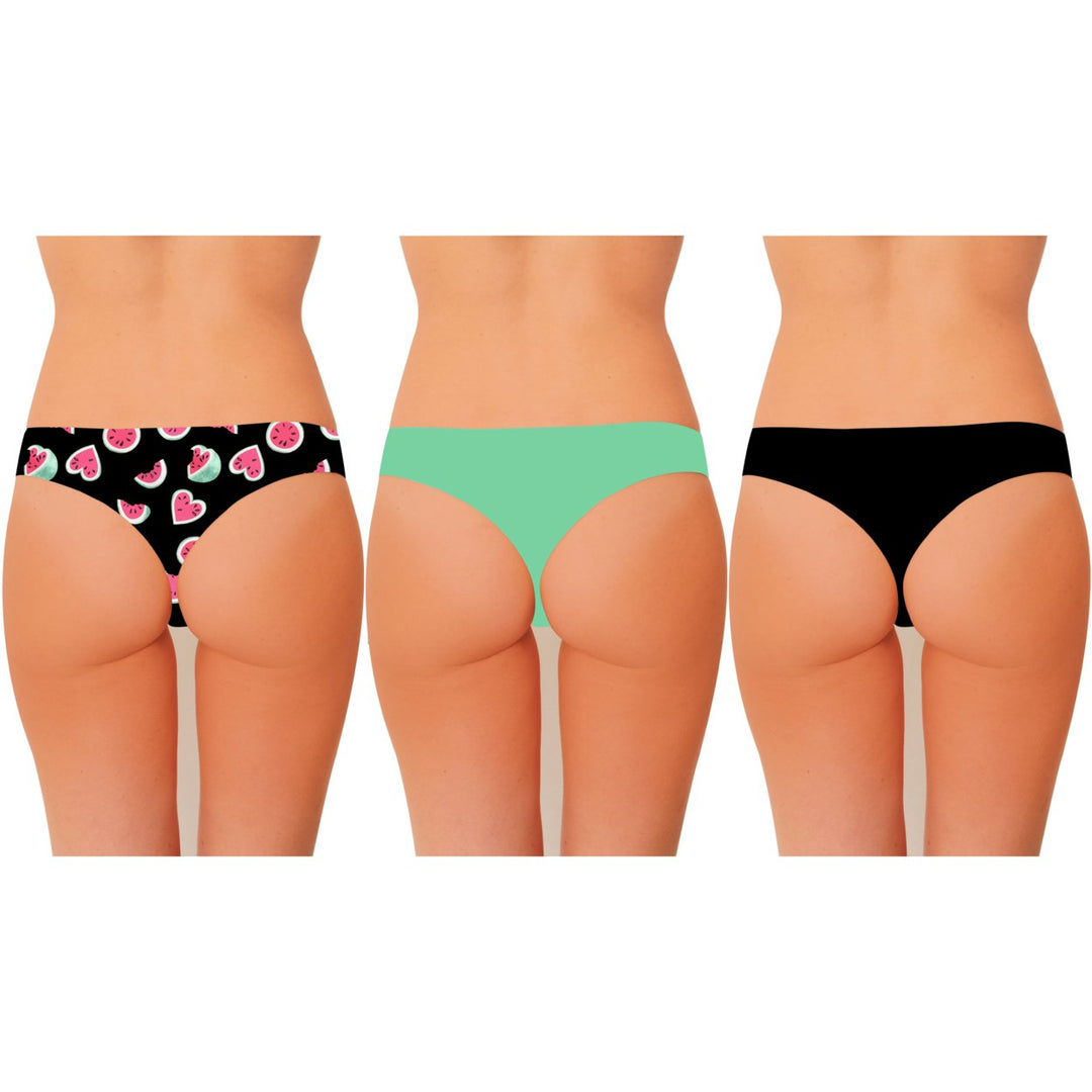 AQS Ladies Seamless Thong 3 Pack Laser Bonded Seamless Thong 3 Pack. Super Image 2