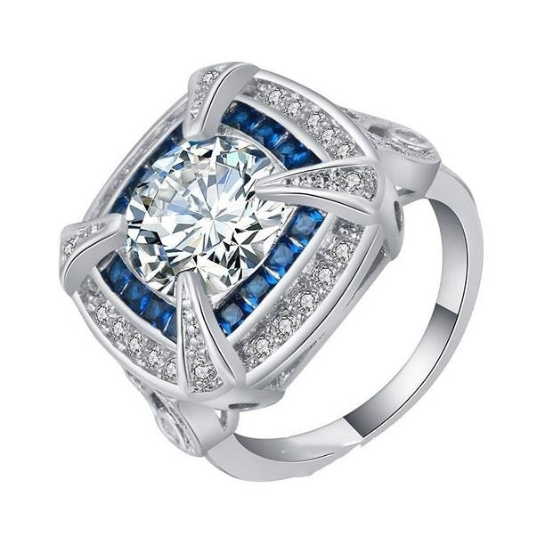 Blue Artificial zircon two color ring Image 1