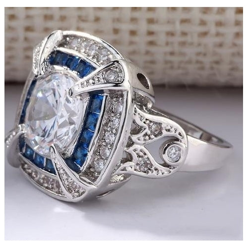 Blue Artificial zircon two color ring Image 2