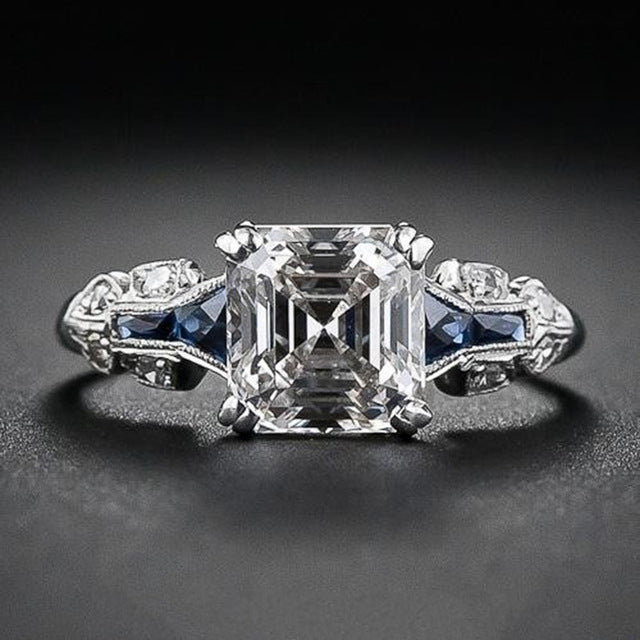 Trapezoidal Square and Topaz Fashion Ring Image 1