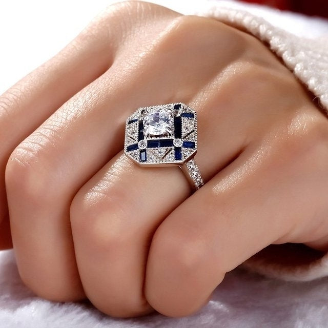 Blue Topaz trapezoid ring Image 1