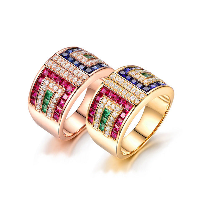 Colorful Artificial zircon ring luxury cocktail party ring Image 1