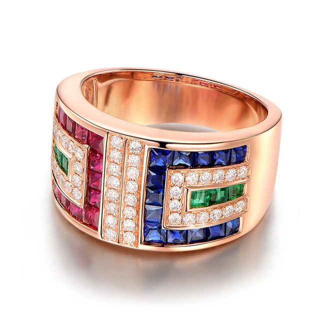 Colorful Artificial zircon ring luxury cocktail party ring Image 3