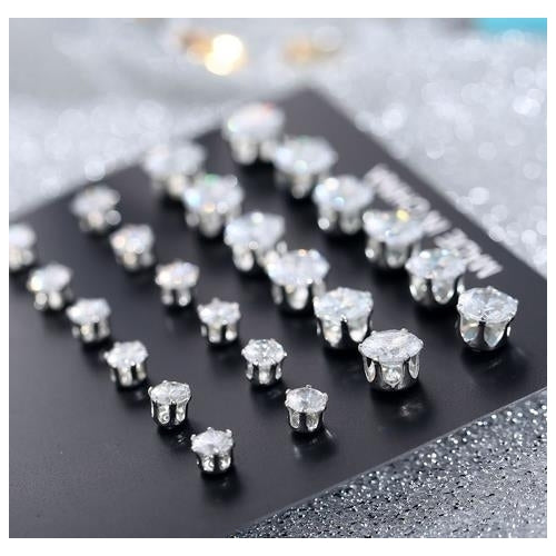 Artificial zircon six claw 12 pairs of earrings Image 2