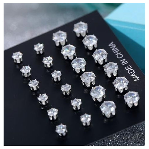 Artificial zircon six claw 12 pairs of earrings Image 3