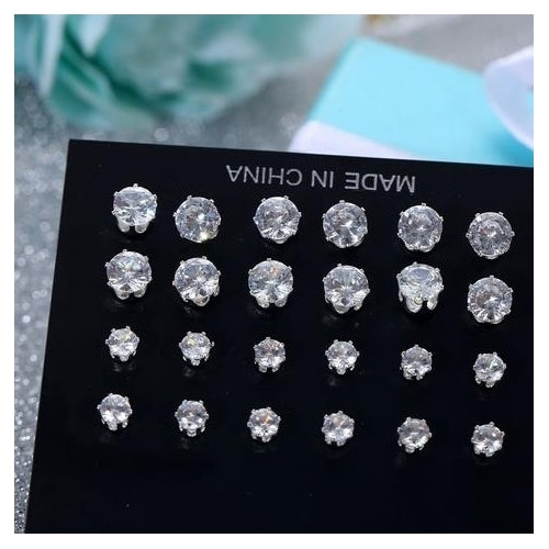 Artificial zircon six claw 12 pairs of earrings Image 4
