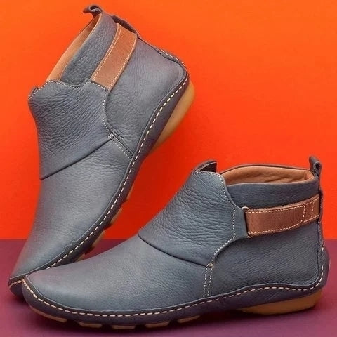 Women Casual Comfy Daily Adjustable Soft Leather Booties Image 3