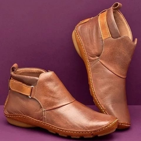 Women Casual Comfy Daily Adjustable Soft Leather Booties Image 1