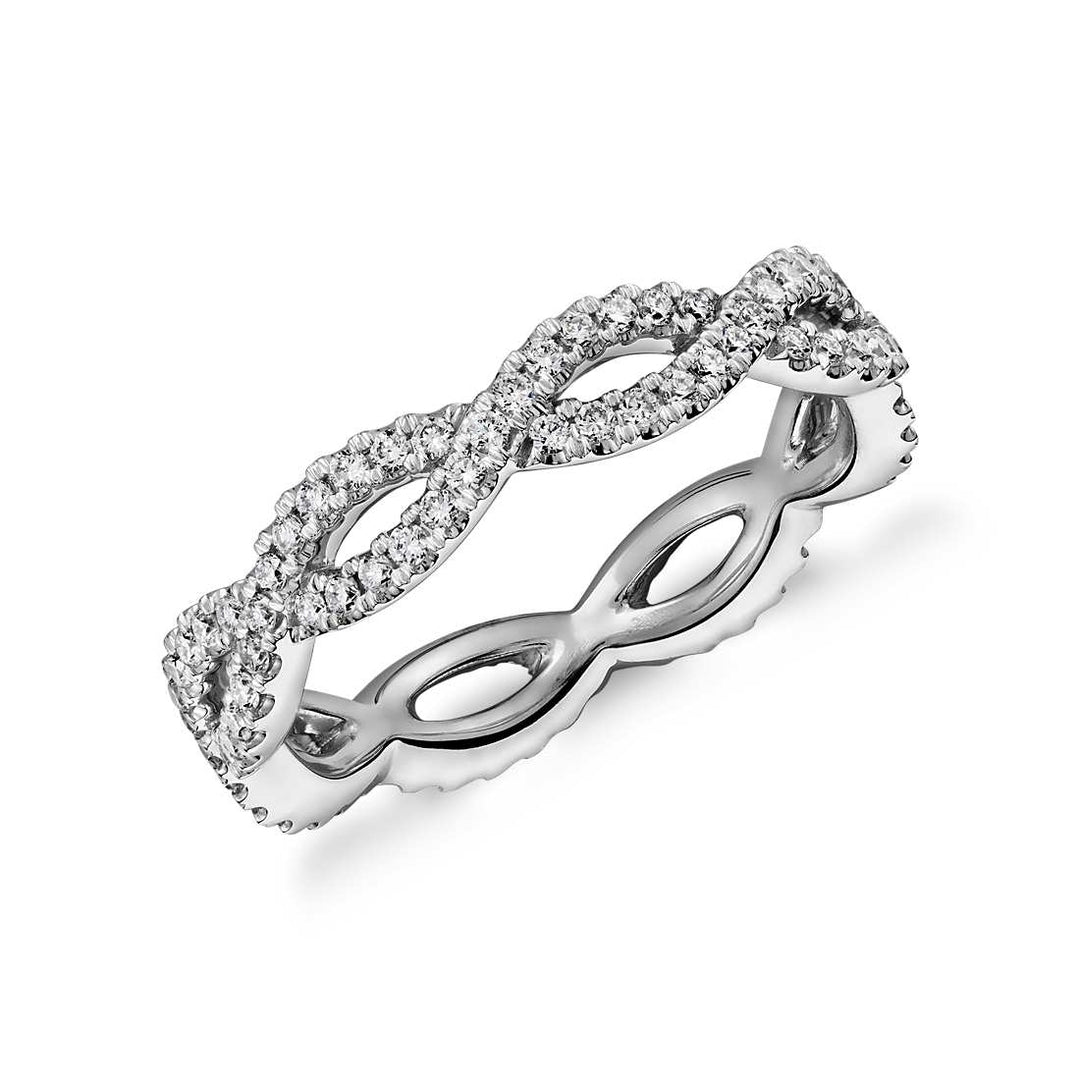 Infinity Twist Eternity Ring in 14K White Gold Plating Image 1