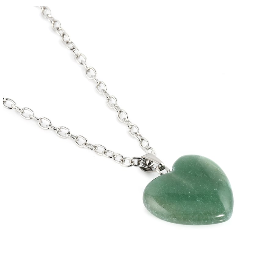 Genuine Jade Heart Chain Necklace Silver Filled High Polish Finsh Image 1