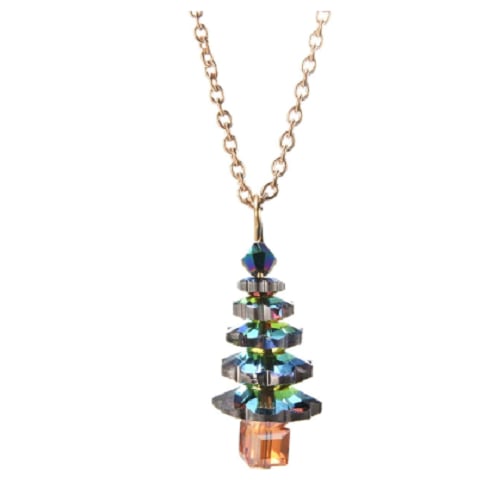 Elements Gold Green Christmas Tree Necklace Image 1