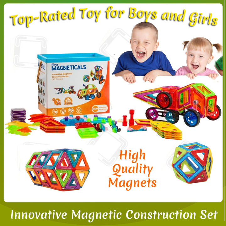 Dimple Magneticals 98-Piece Magnetic Building Tiles Set for Kids Creativity Image 4