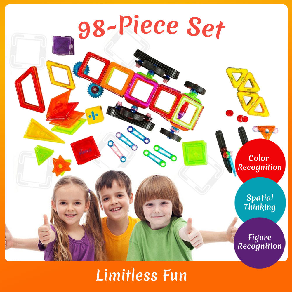 Dimple Magneticals 98-Piece Magnetic Building Tiles Set for Kids Creativity Image 6