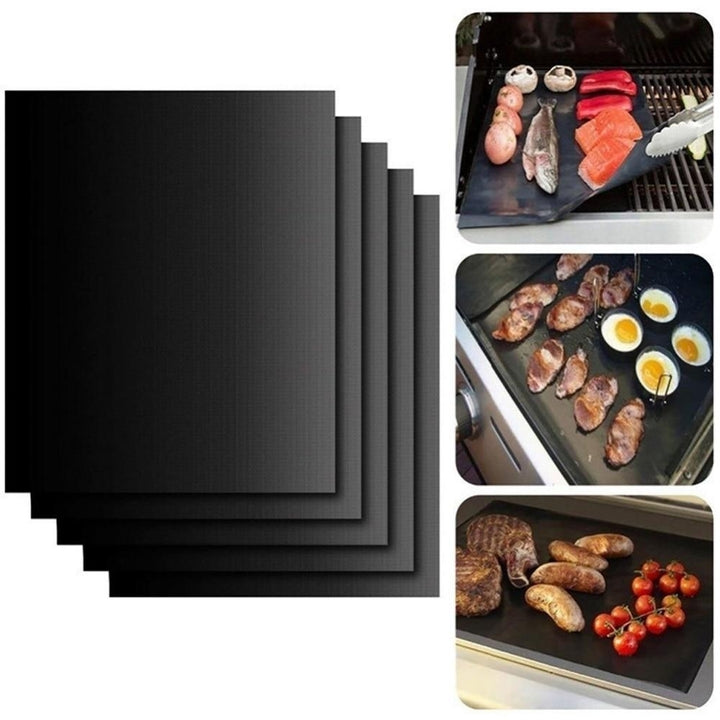 2pcs Non-stick Baking Mat Teflon Cooking Tray Grilling Heat Resistance Easy To Clean Kitchen Tools (Black) Image 1