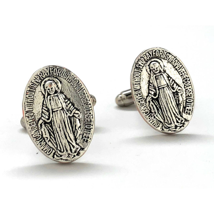 Catholic Vintage Mother Mary Cufflinks Faith Guadalupe Jesus God Virgin Cuff Links Sagrado Corazn Gemelos Mancuernas Image 1