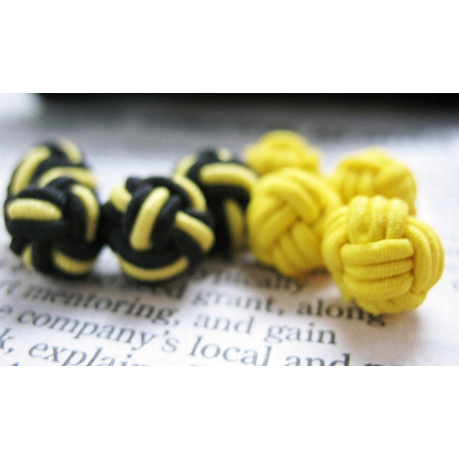 Electrified Twist Silk Knot Cufflinks Midnight Black Lightning Bolt Yellow Bound Cuff Links Image 1