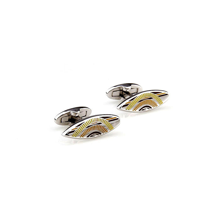 Mid Day Sky Hawaii Surfboard Cufflinks Silver Tone Tropical Paradise Surf board Cuff Links Image 2