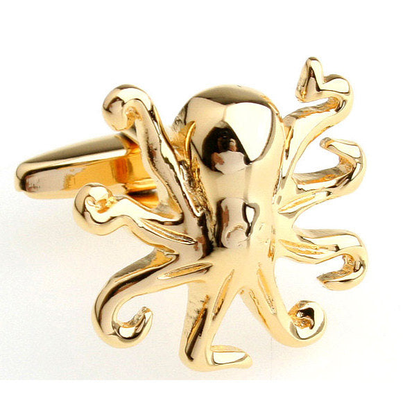 Gold Octopus Cufflinks Beautiful Ocean Creatures Sea Cuff Links Cool Guy Gifts Mens Cufflinks Cool Cufflinks Image 1