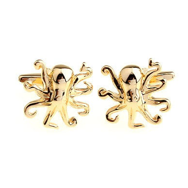 Gold Octopus Cufflinks Beautiful Ocean Creatures Sea Cuff Links Cool Guy Gifts Mens Cufflinks Cool Cufflinks Image 2