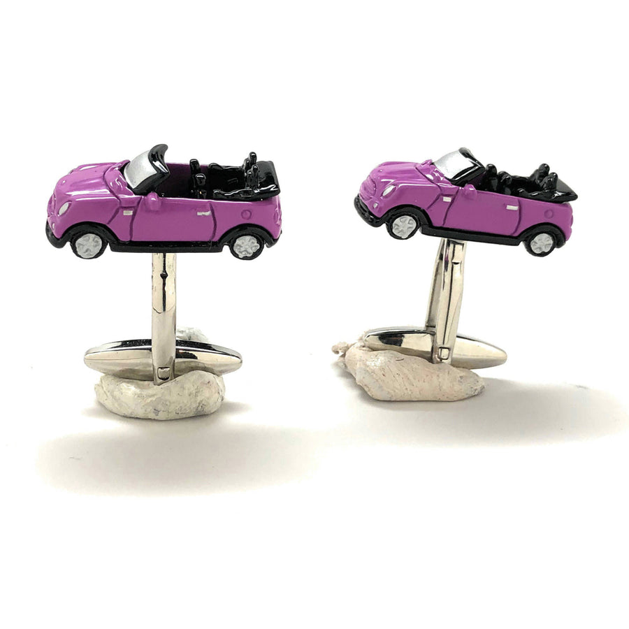 Fuchsia Convertible Car Cufflinks Hot Violet Color Finish Collection Classic Fun Cool Unique Cuff Links Comes with Gift Image 1