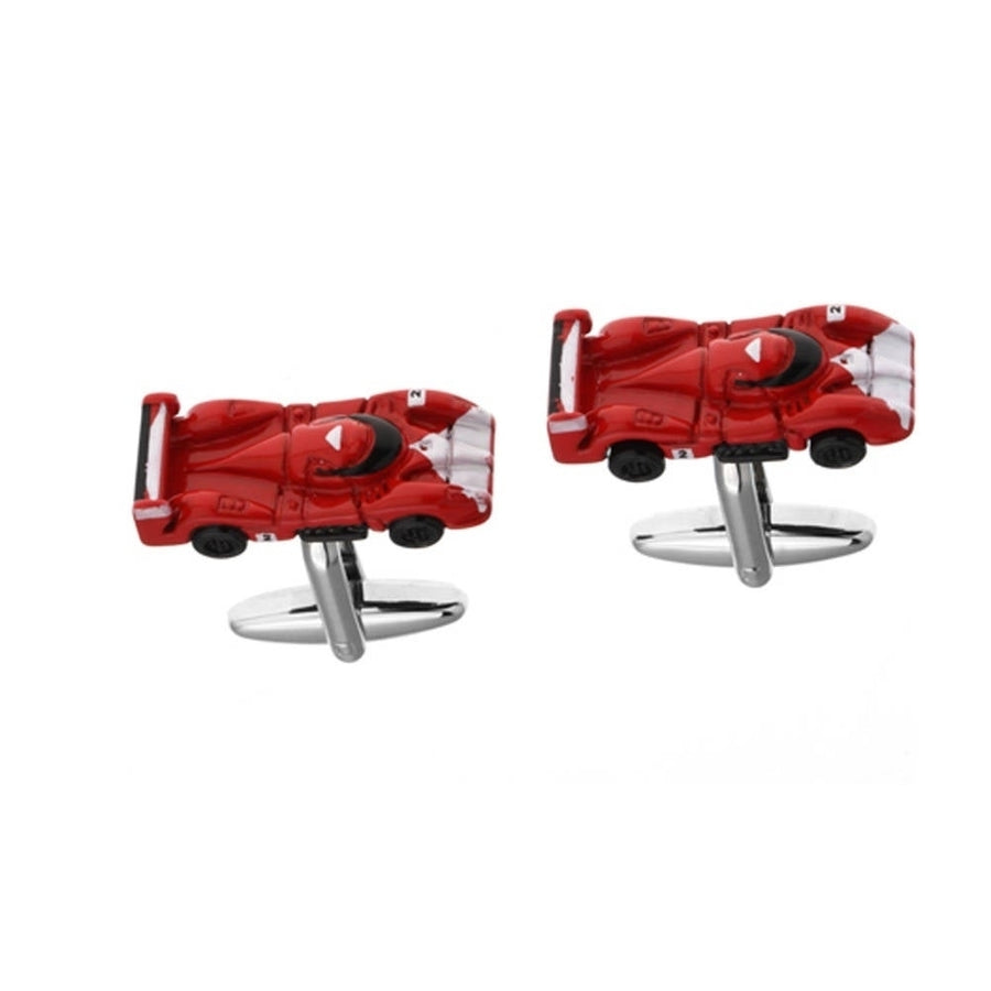 Sports Car Racing Cufflinks Red Finish 3D Detailed Grand Touring Fun Cool Unique Design Cuff Links Comes with Gift Box Image 1