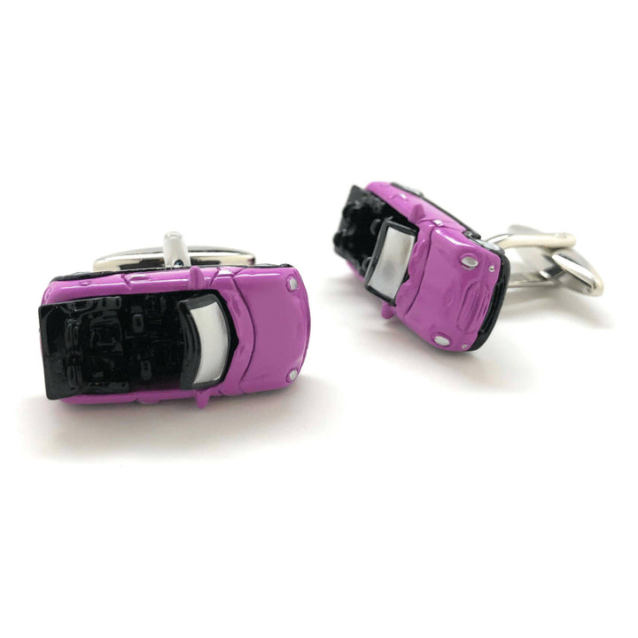 Fuchsia Convertible Car Cufflinks Hot Violet Color Finish Collection Classic Fun Cool Unique Cuff Links Comes with Gift Image 3