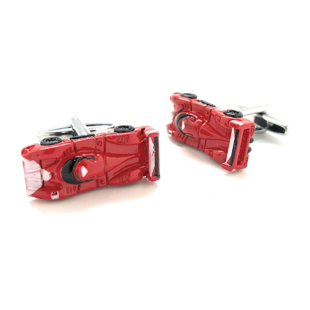Sports Car Racing Cufflinks Red Finish 3D Detailed Grand Touring Fun Cool Unique Design Cuff Links Comes with Gift Box Image 4