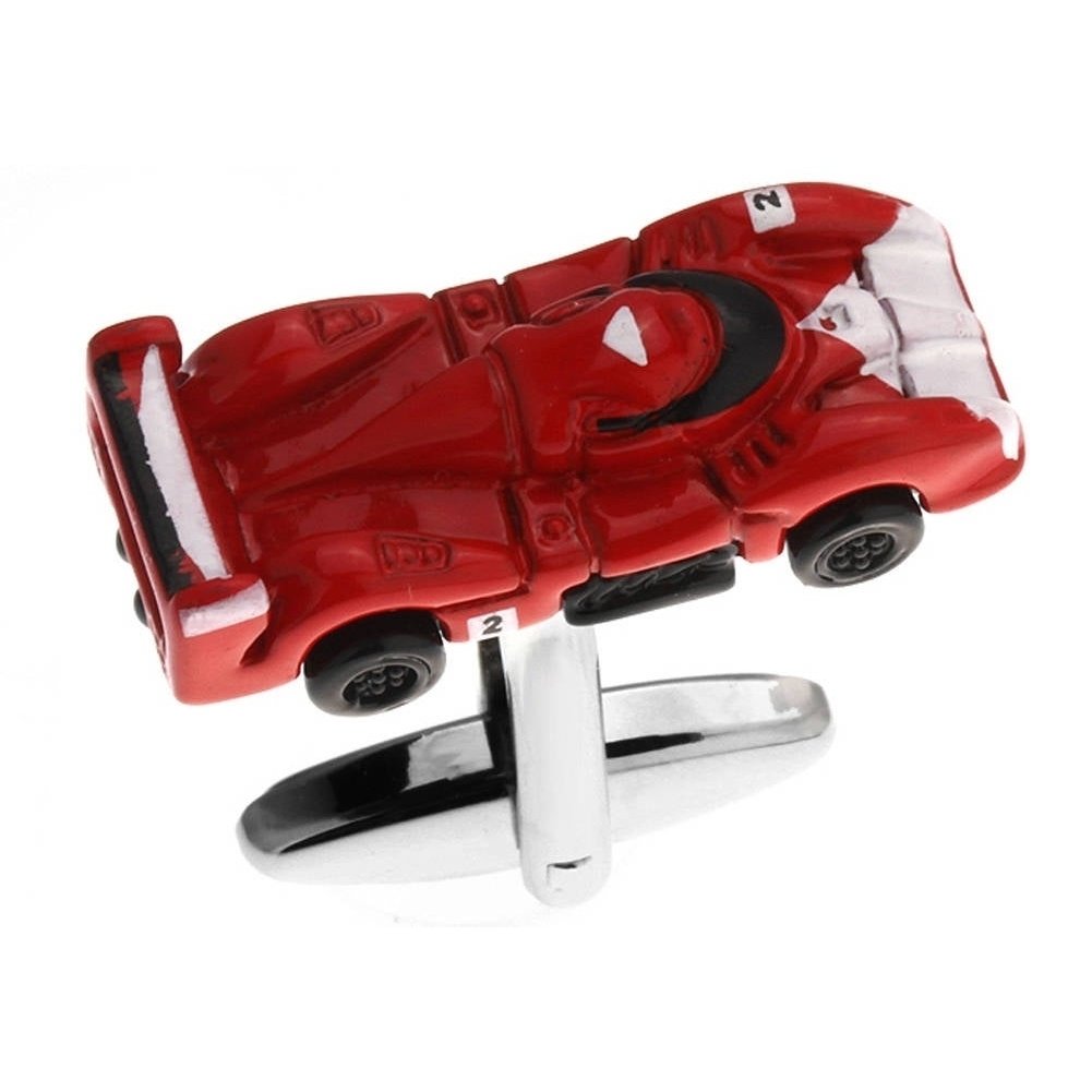 Sports Car Racing Cufflinks Red Finish 3D Detailed Grand Touring Fun Cool Unique Design Cuff Links Comes with Gift Box Image 4