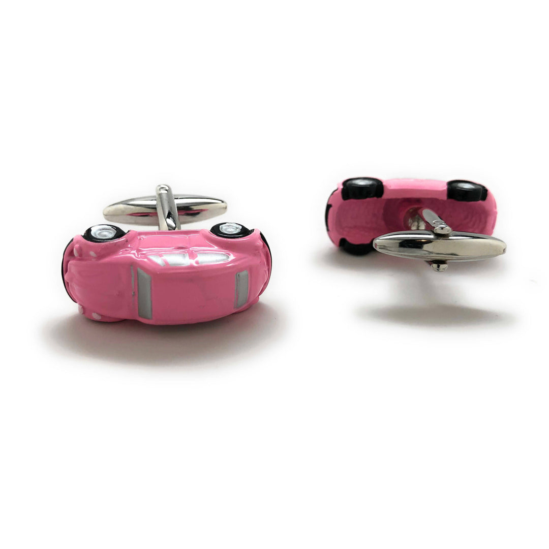 Pink Beetle Car Cufflinks Hot Pink Finish Collection Classic Bug Fun Cool Unique Cuff Links Comes with Gift Box Image 4