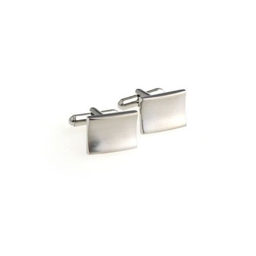 Silver Rectangle Cufflinks Concave Simple But Classic Business Cufflinks Cuff Links Image 1