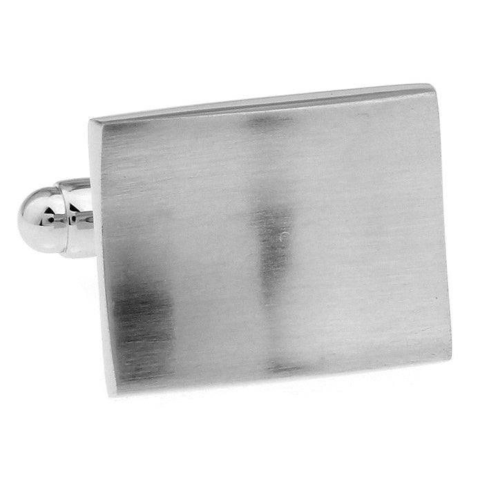 Silver Rectangle Cufflinks Concave Simple But Classic Business Cufflinks Cuff Links Image 2
