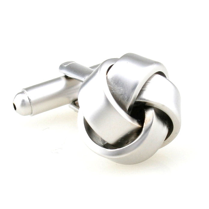 Brushed Silver Ribbon Knots Formal Wear Cufflinks Cuff Links Image 1